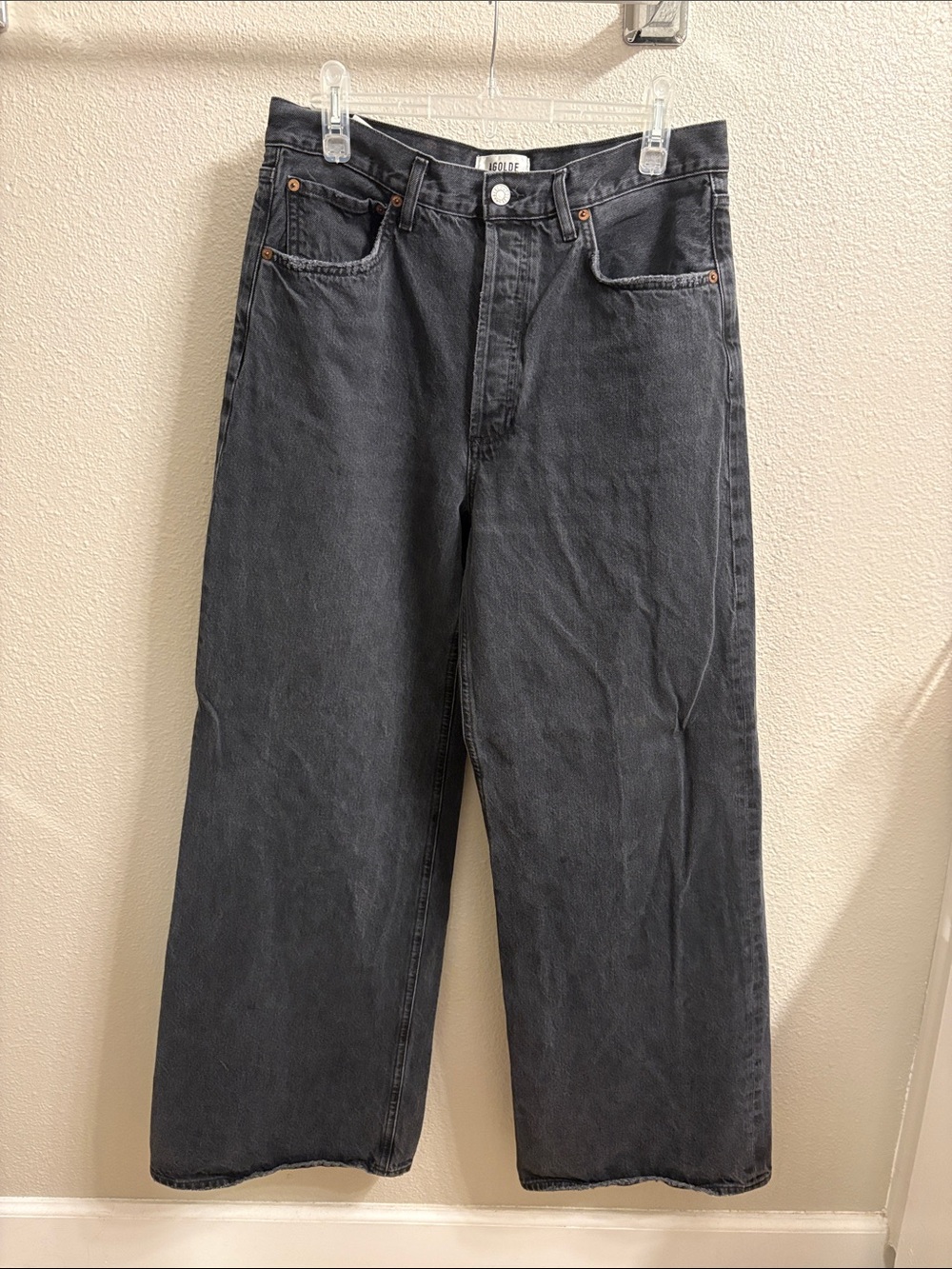 AGOLDE Black Wide-Leg Jeans